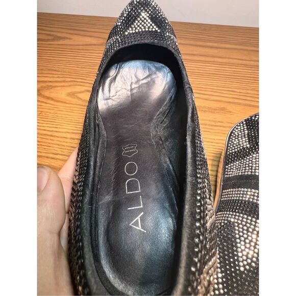 ALDO BLACK & SILVER CHEVRON RHINESTONES ZIGZAG PLATFORM PUMPS HEELS size 7 - Picture 9 of 10